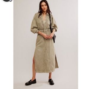 Free People Mad Love Denim  Midi Dress, Sz S